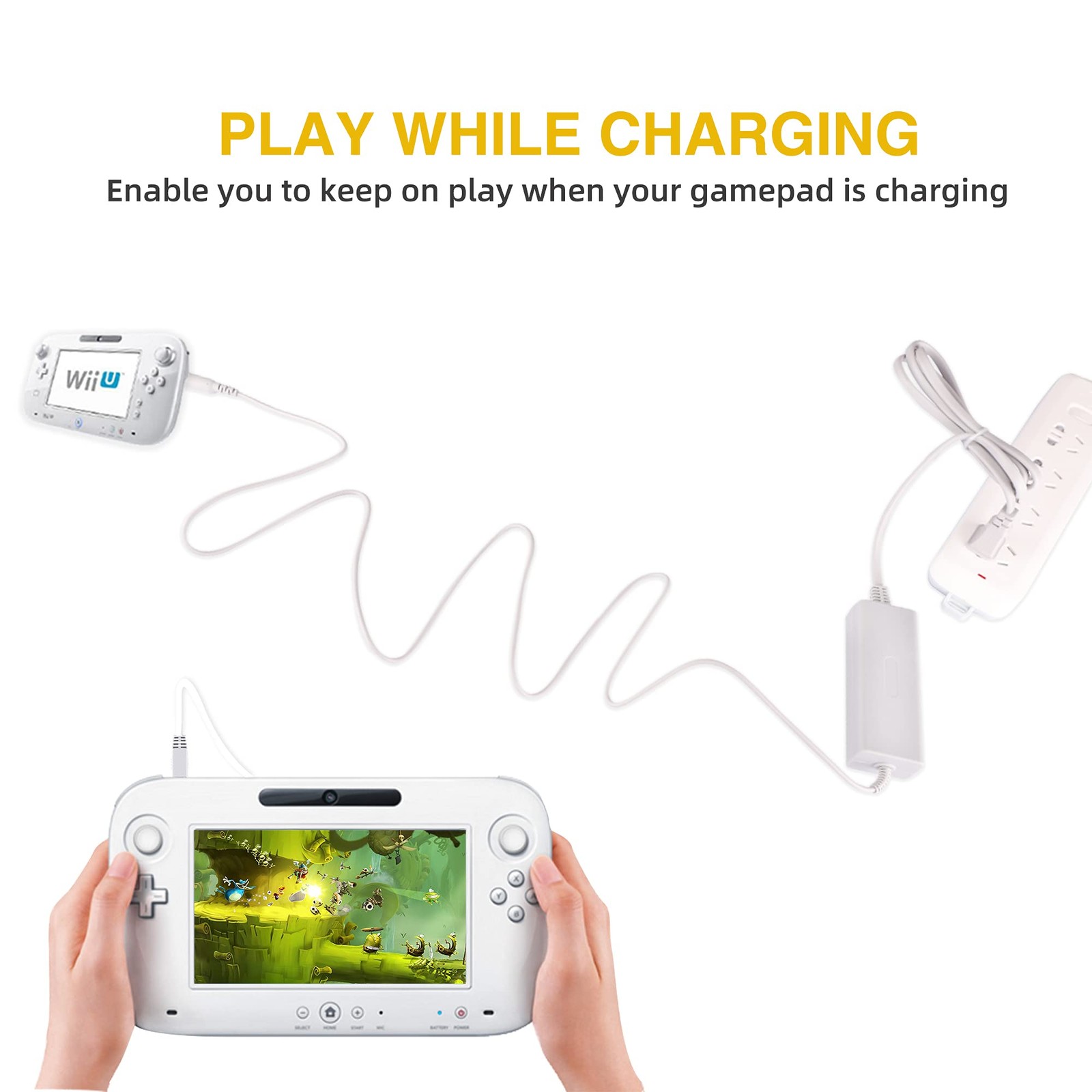 Charger Kits for Wii U Gamepad, AC Power Adapter Charger and USB Charging Cor…