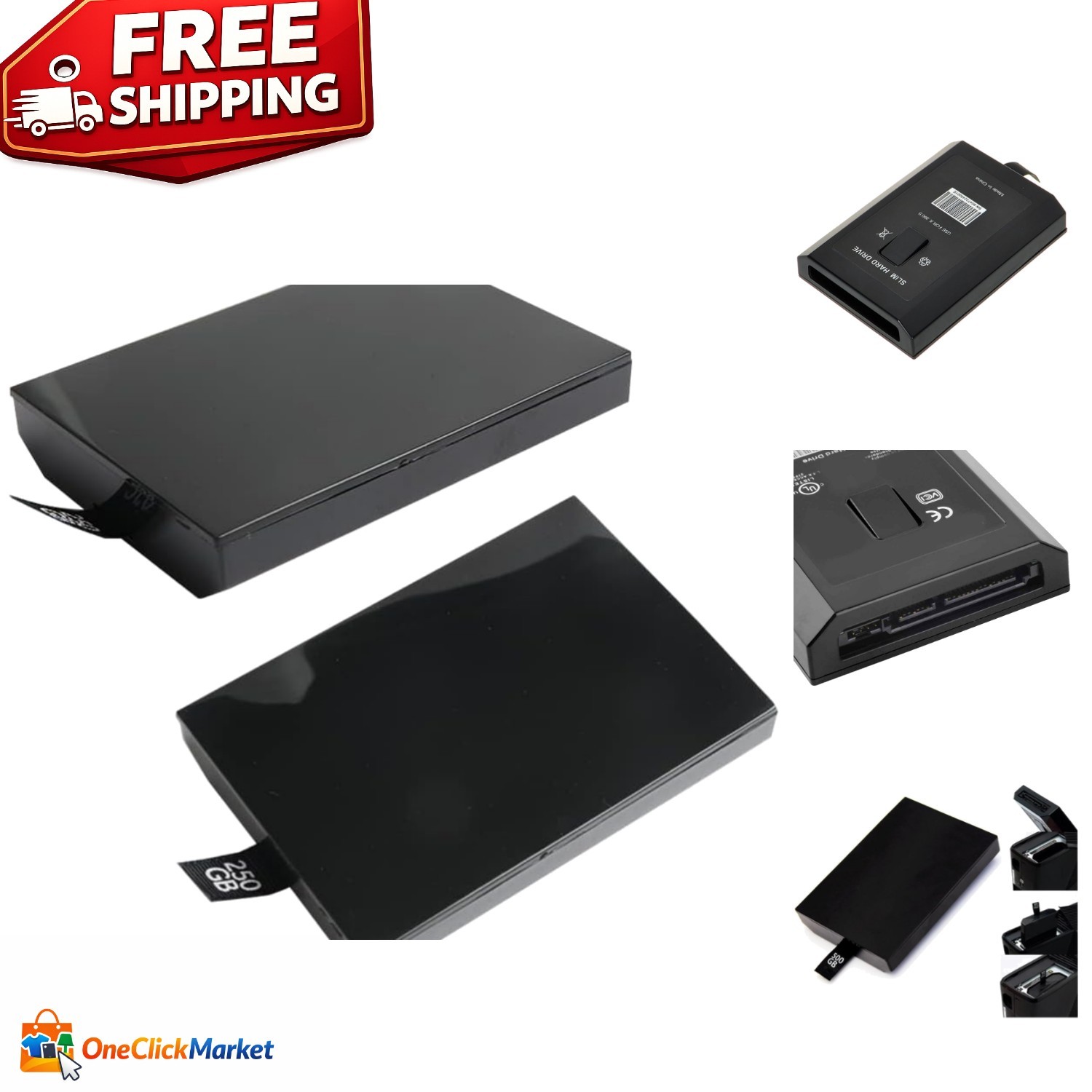 Compact Xbox 360 HDD Replacement Case – Fits 20GB to 500GB with Screen Protector