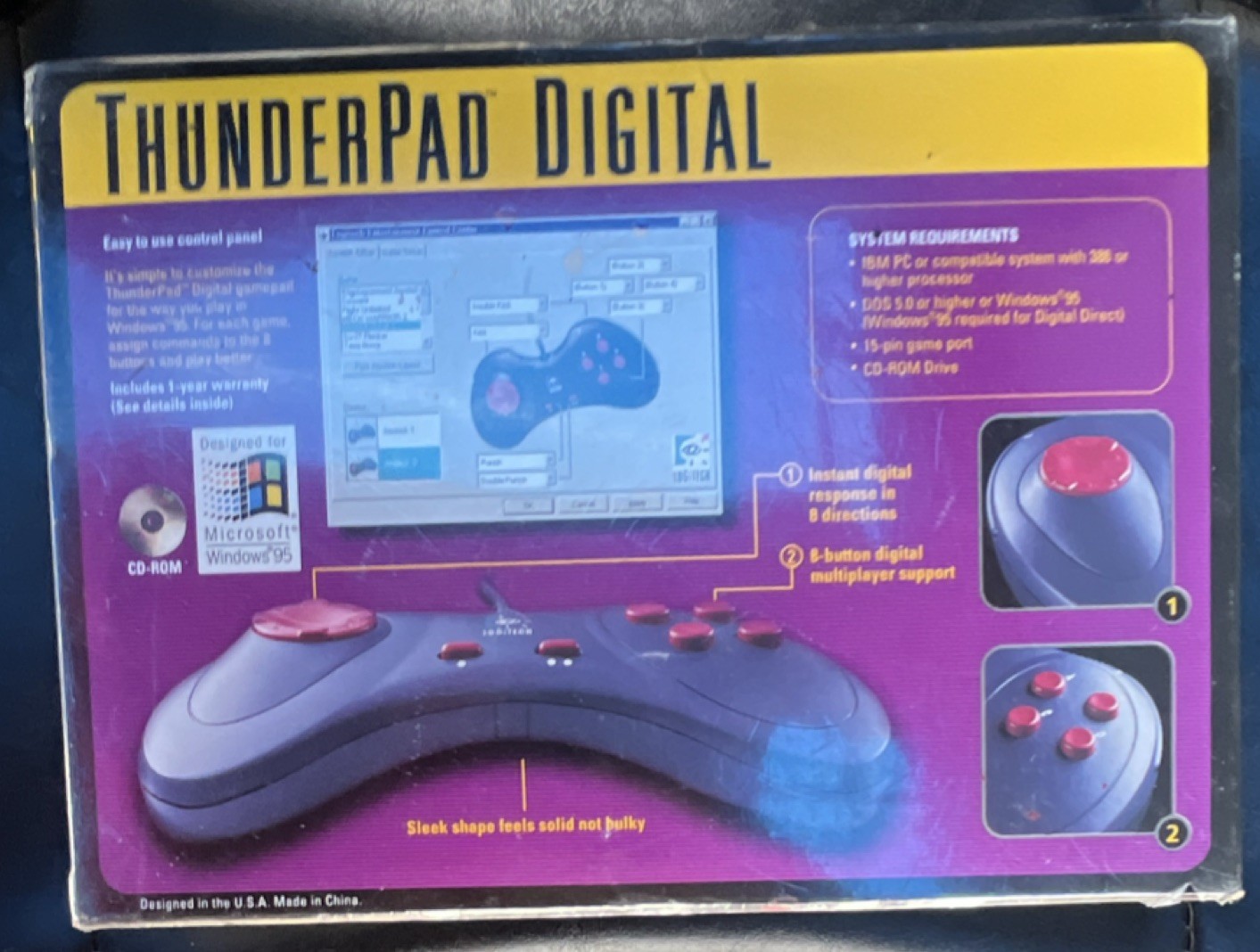 Logitech ThunderPad Digital Wired PC Gamepad 8-Way D-Pad 5ft Blue/Red