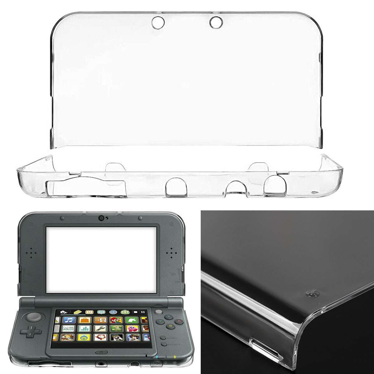 For New Nintendo 3DS XL/LL Clear Crystal Hard Shell Protective Case Cover New US