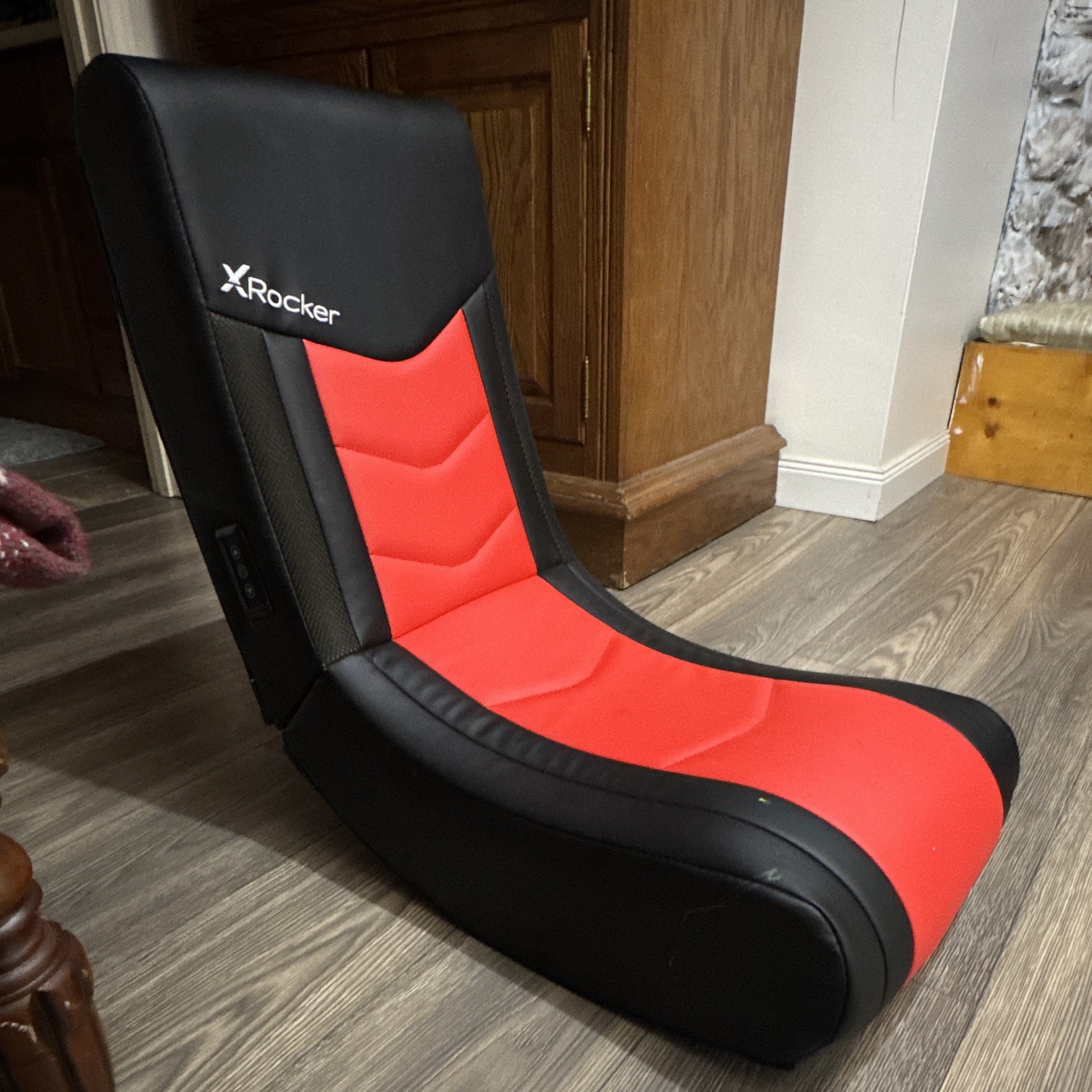 X Rocker Folding Floor Rocker Gaming Chair, Black/Red, Multi-Platform