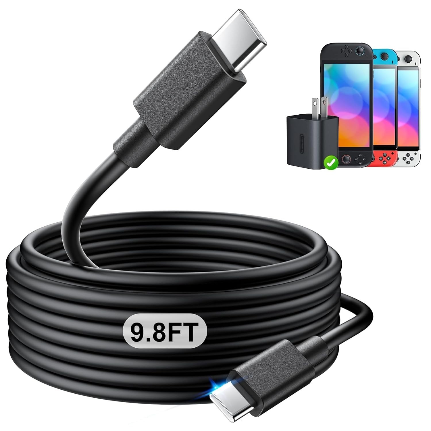 Ultimate 9.8FT Charger Cord for Switch 2 – Fast Charging & 4K TV Dock Compatible