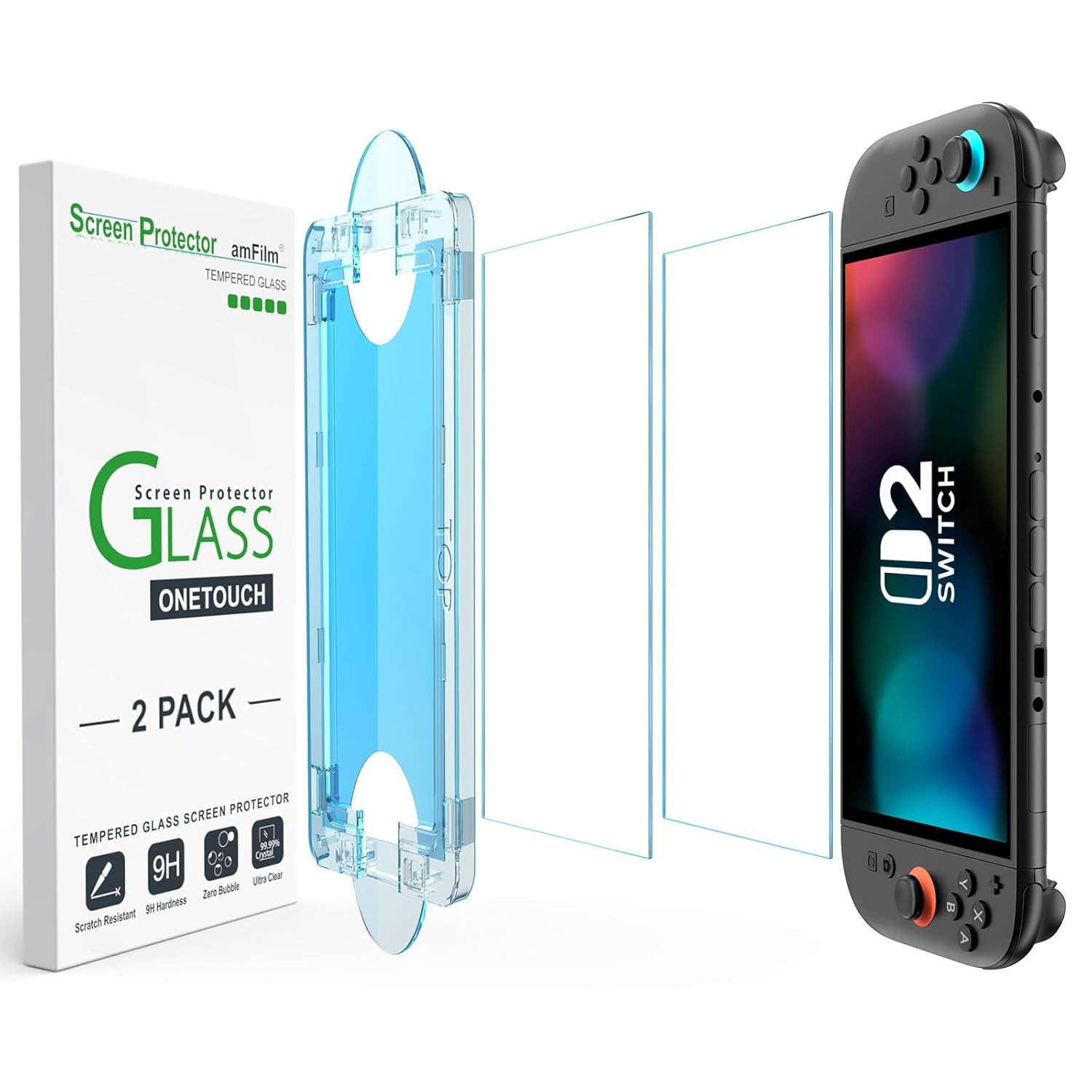 Auto-Alignment Nintendo Switch 2 Screen Protector 7.9″, 2-Pack, Anti-Scratch