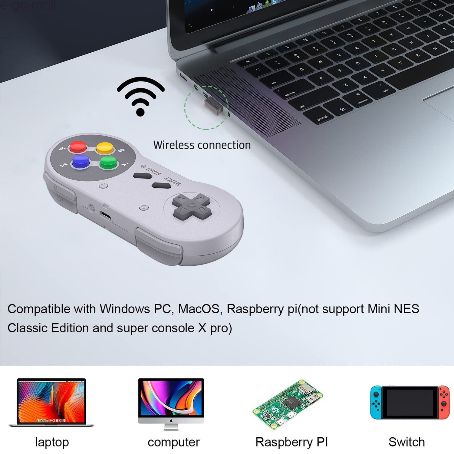 Wireless SNES Switch Controller for Switch ONLINE Steam PC Windows Respberry