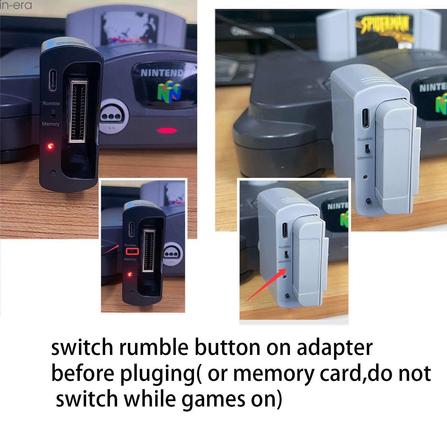 Wireless N64 Controller Gamepad & Adapter with Rumble Pak for Nintendo 64 System