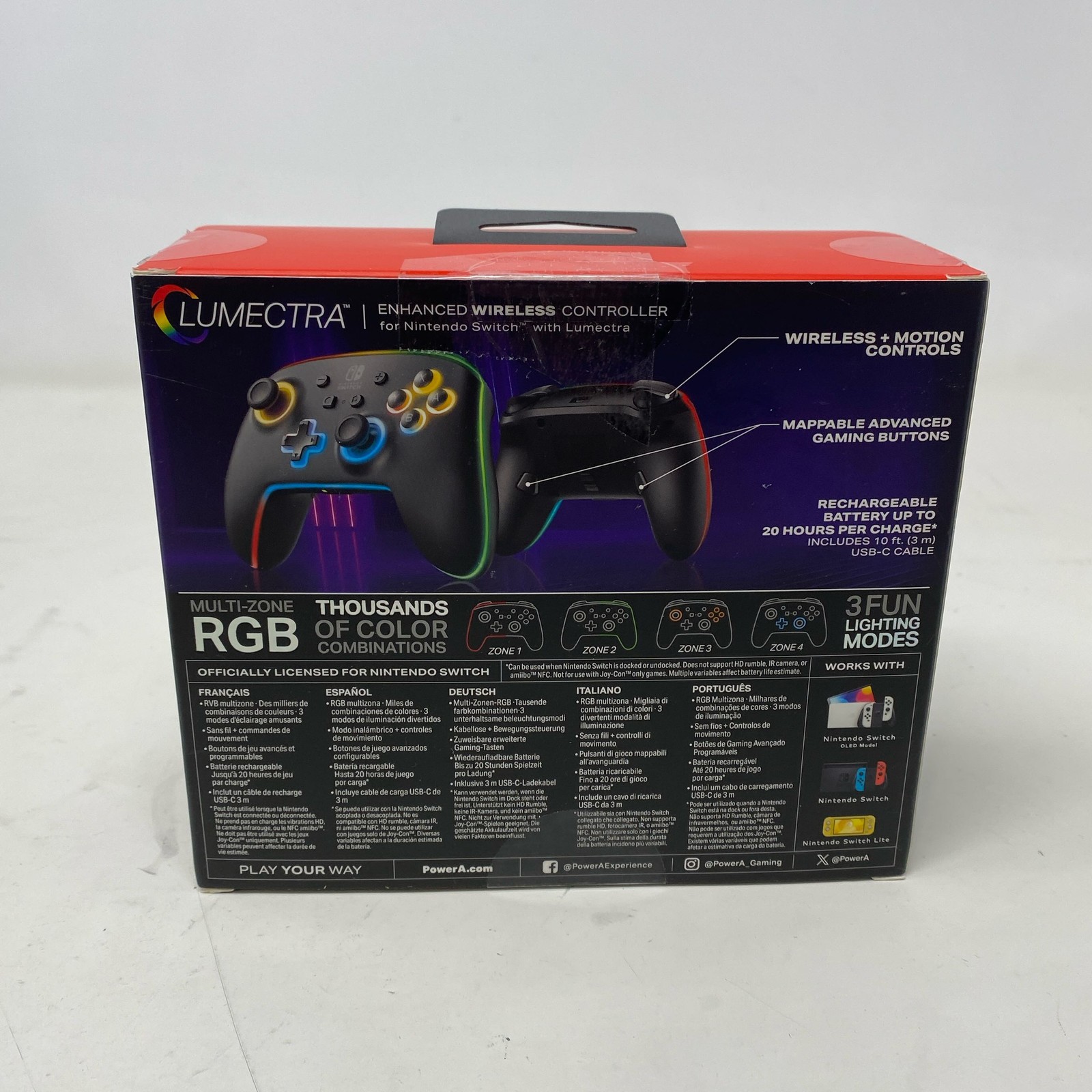 PowerA Enhanced Wireless Controller Switch Black Lumectra RGB