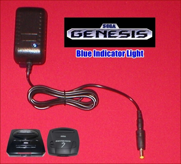 Power Cord AC Adapter Power Supply W/LED for Sega Genesis 2 & 3 System NEW