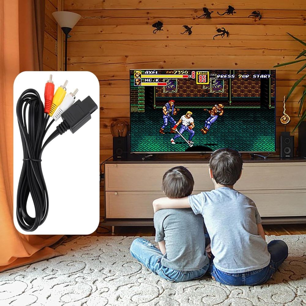 6FT RCA AV Audio Video Cable Compatible with SNES N64 GameCube TV Cord Lead