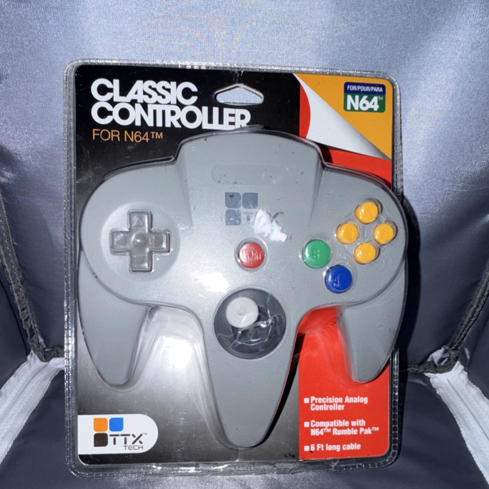 TTX Tech Classic Controller for Nintendo 64 Gray 6 ft Wired Precision Analog