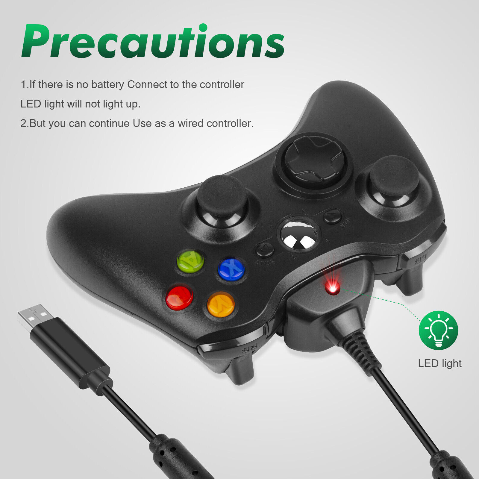 2 Battery Pack For Microsoft Xbox 360 Wireless Controller + USB Charging Cable