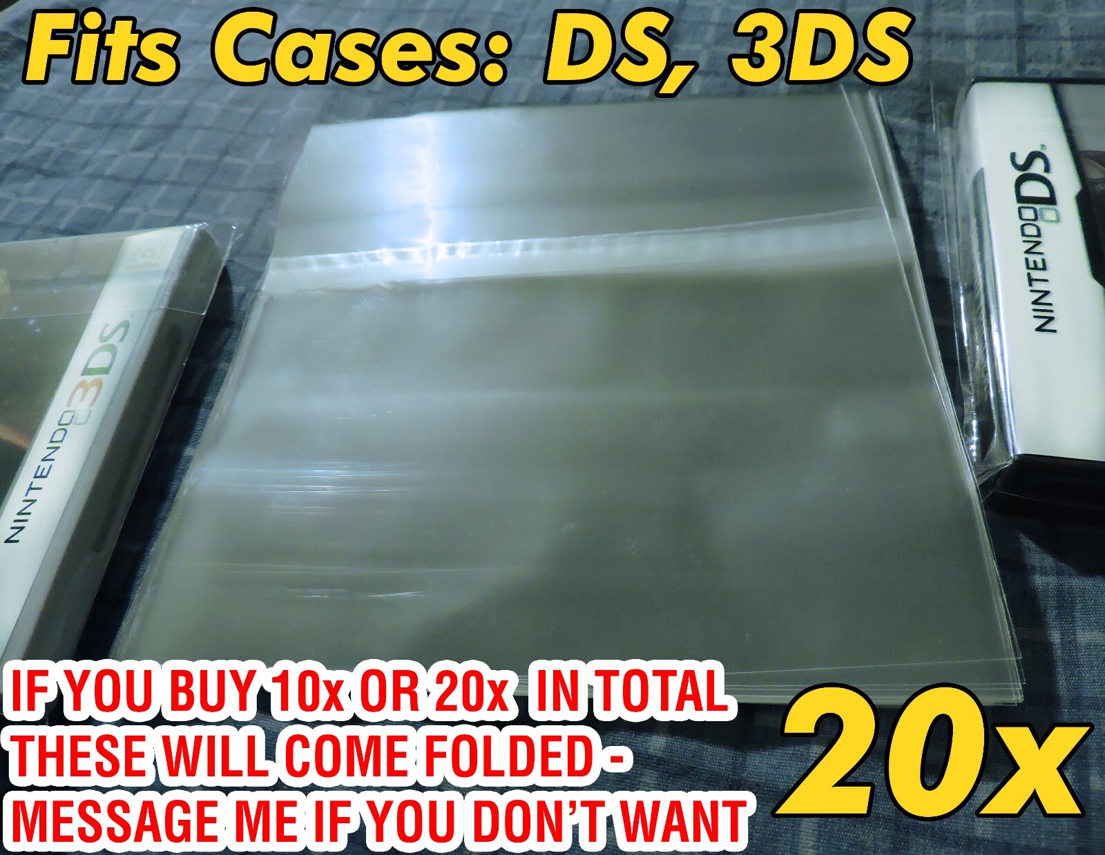 20x Nintendo DS 3DS Game Case Resealable Protective Sleeve Bags Sleeves OPP