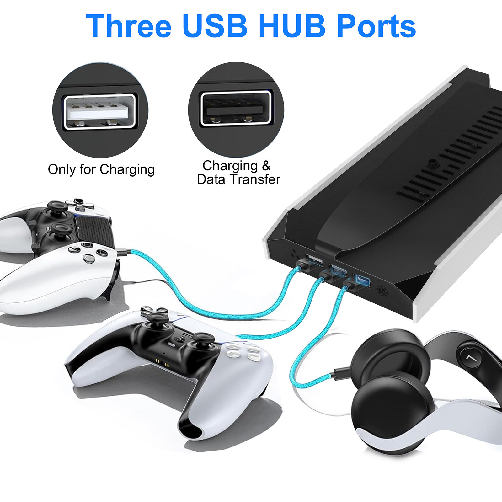 RGB Cooling Fan Stand for PS5 Slim/Pro Console w/ Adjustable Fan Speed USB Port