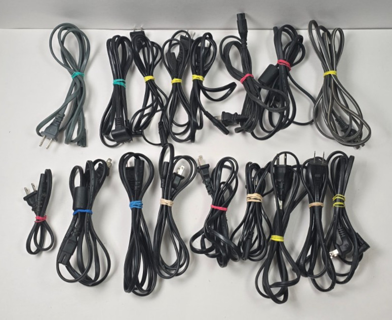 17 AC Power Cords – 2 Prong Cable for PlayStation 3, PS3 – Tested