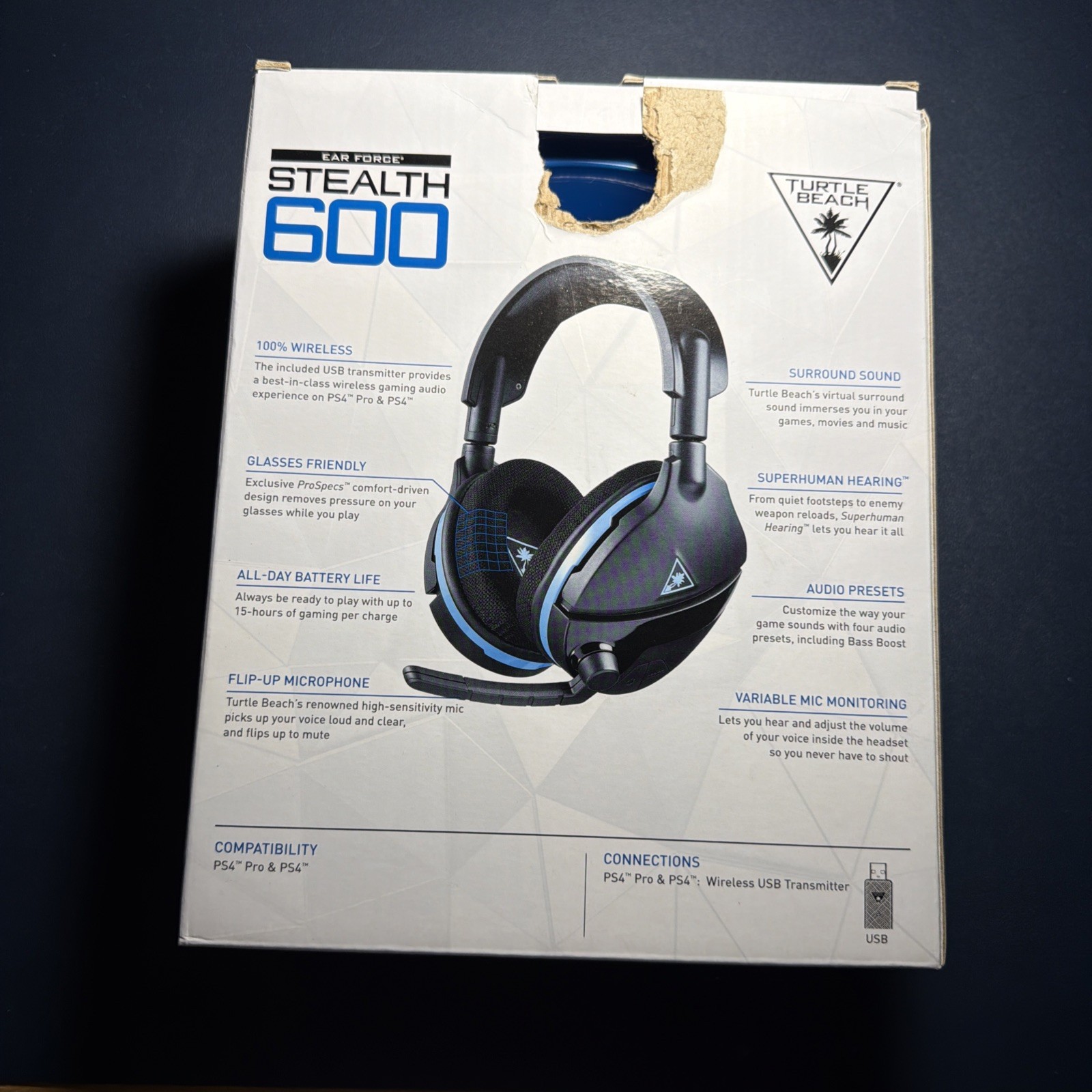 Turtle Beach Stealth 600 PS4 PS5 Wireless Headset For Parts/Repair w/ Box