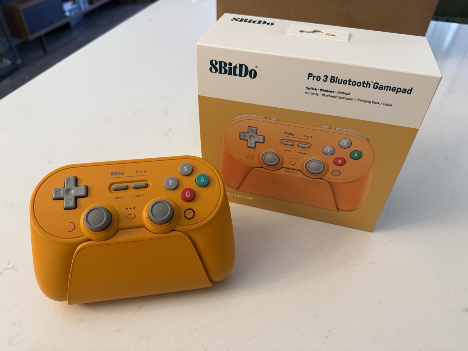 8Bitdo Orange Pro 3 Bluetooth Controller Gamepad Brand Complete in Box CIB