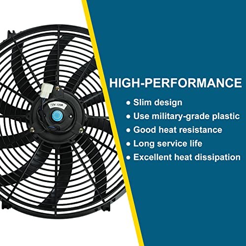 16″ inch Universal Slim Fan Push Pull Electric Radiator Cooling 16 Inch Black