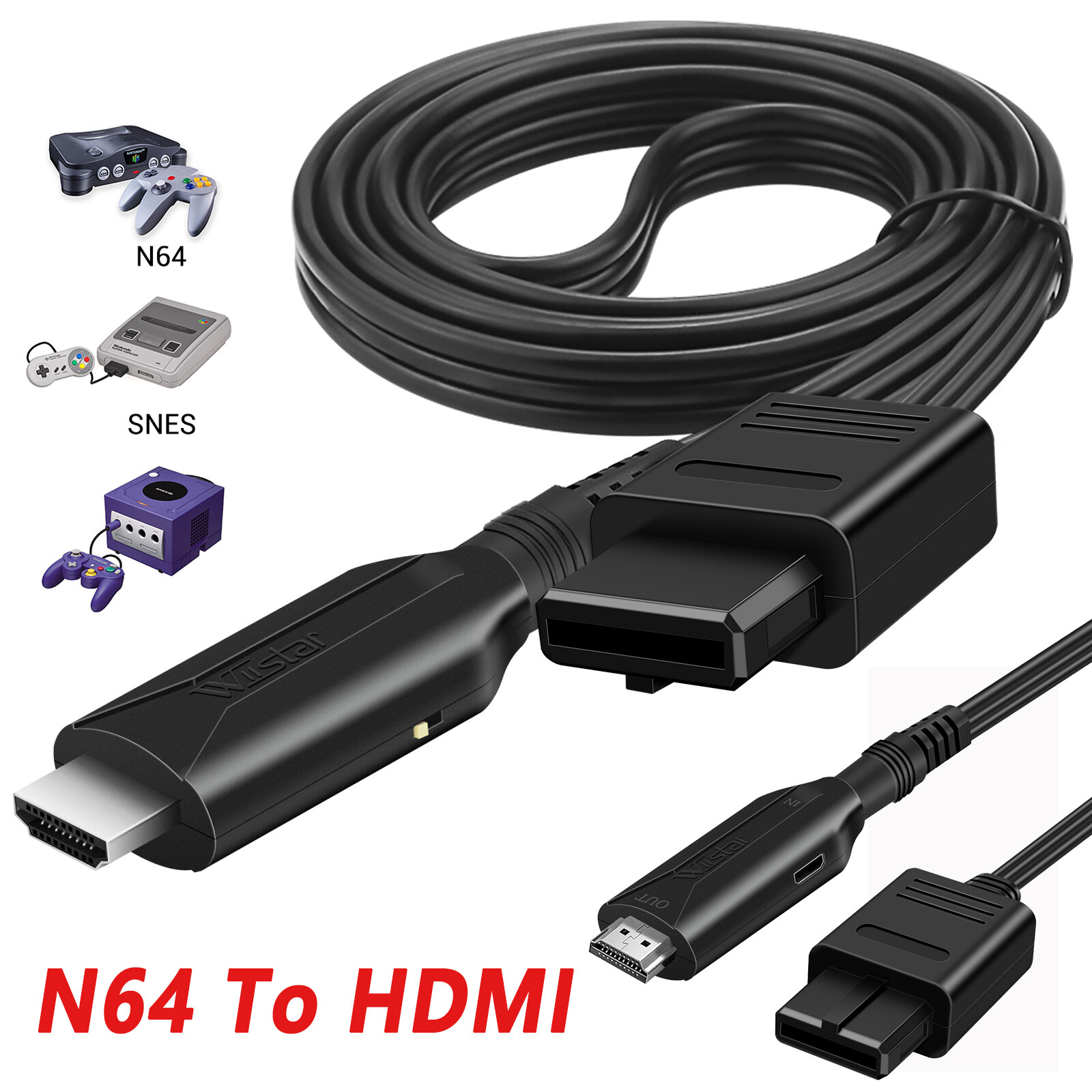 1080P HD N64 To HDMI Converter HD Link Cable For N64/GameCube/SNES Plug & Play