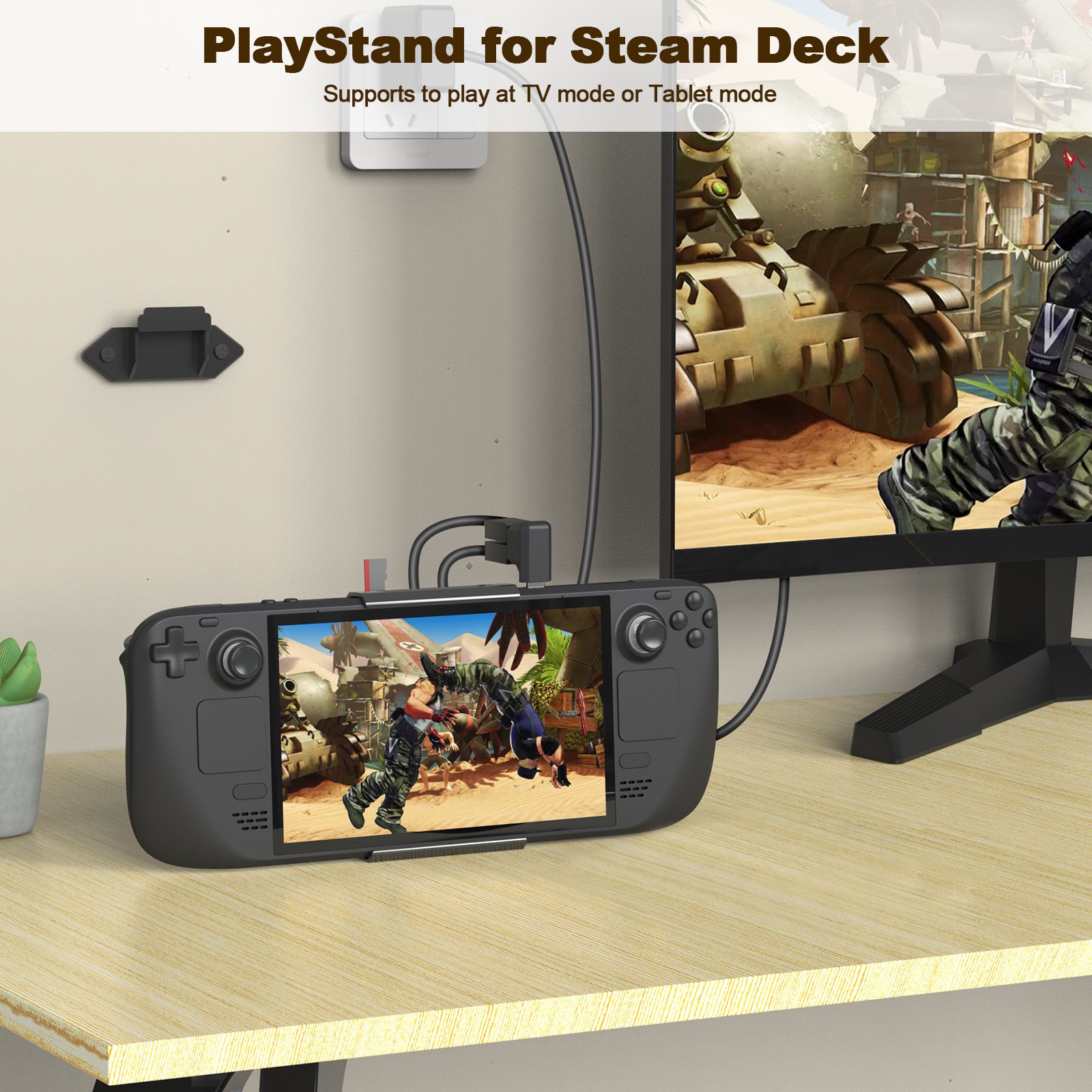 2 in 1 External Base Stand Holder TF Card Storage Rack for Steam Deck Console