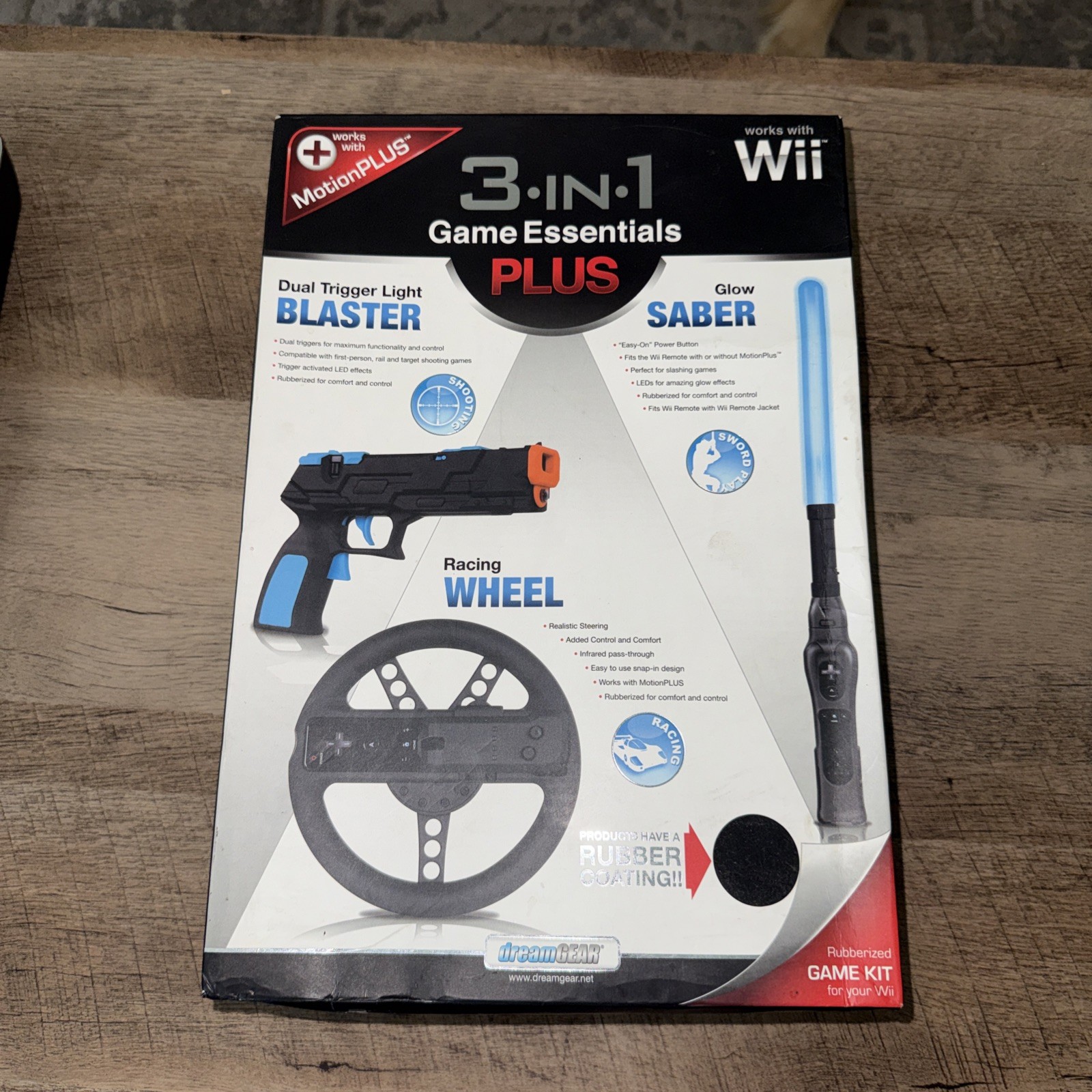 dreamGEAR Essentials Plus DGWII-3151 Video Game Controller 3 In 1 Blaster Wheel