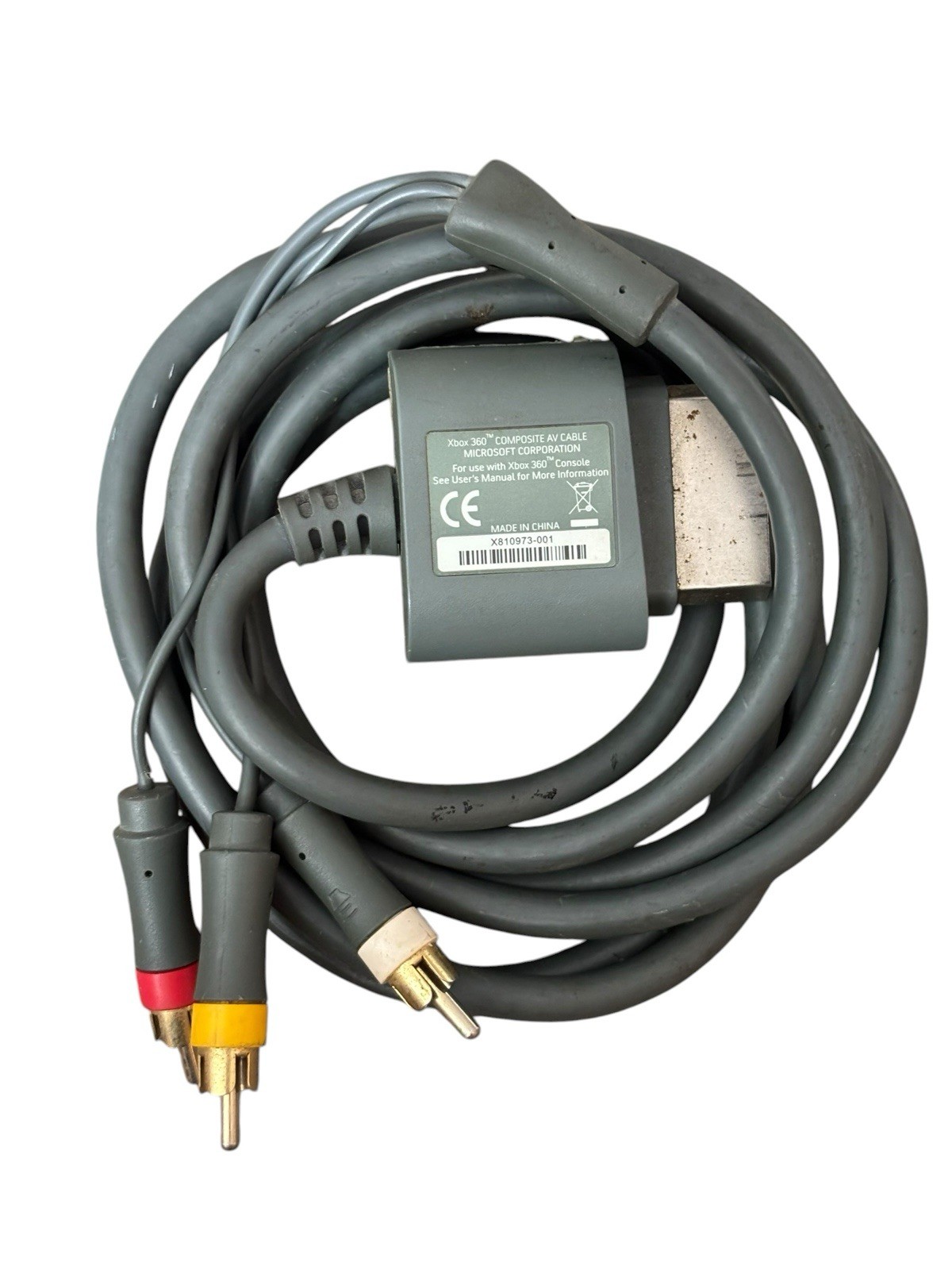 OEM Microsoft Xbox 360 Composite AV Cable RCA Red Yellow White X810973-001