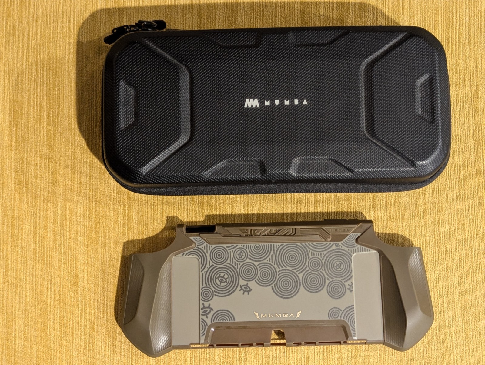 Mumba Black Carrying Case Travel Carry Bag & Brown Grip Case For Nintendo Switch