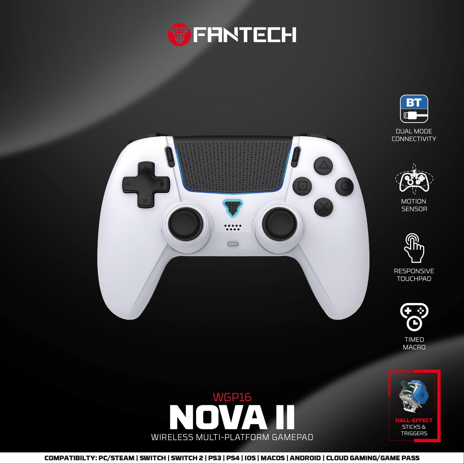 FANTECH NOVA II WGP16 Wireless Gamepad Hall Joystick Effect Trigger