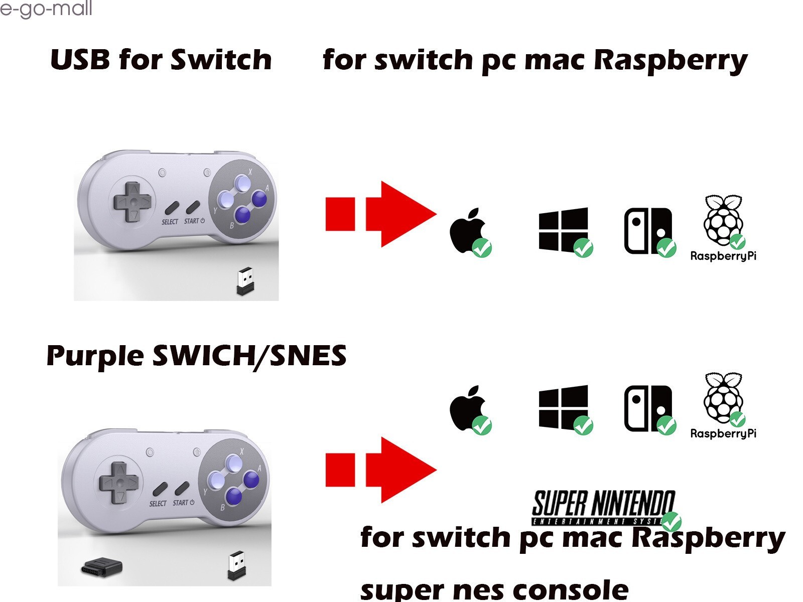 Wireless SNES Switch Controller for Switch ONLINE Steam PC Windows Respberry