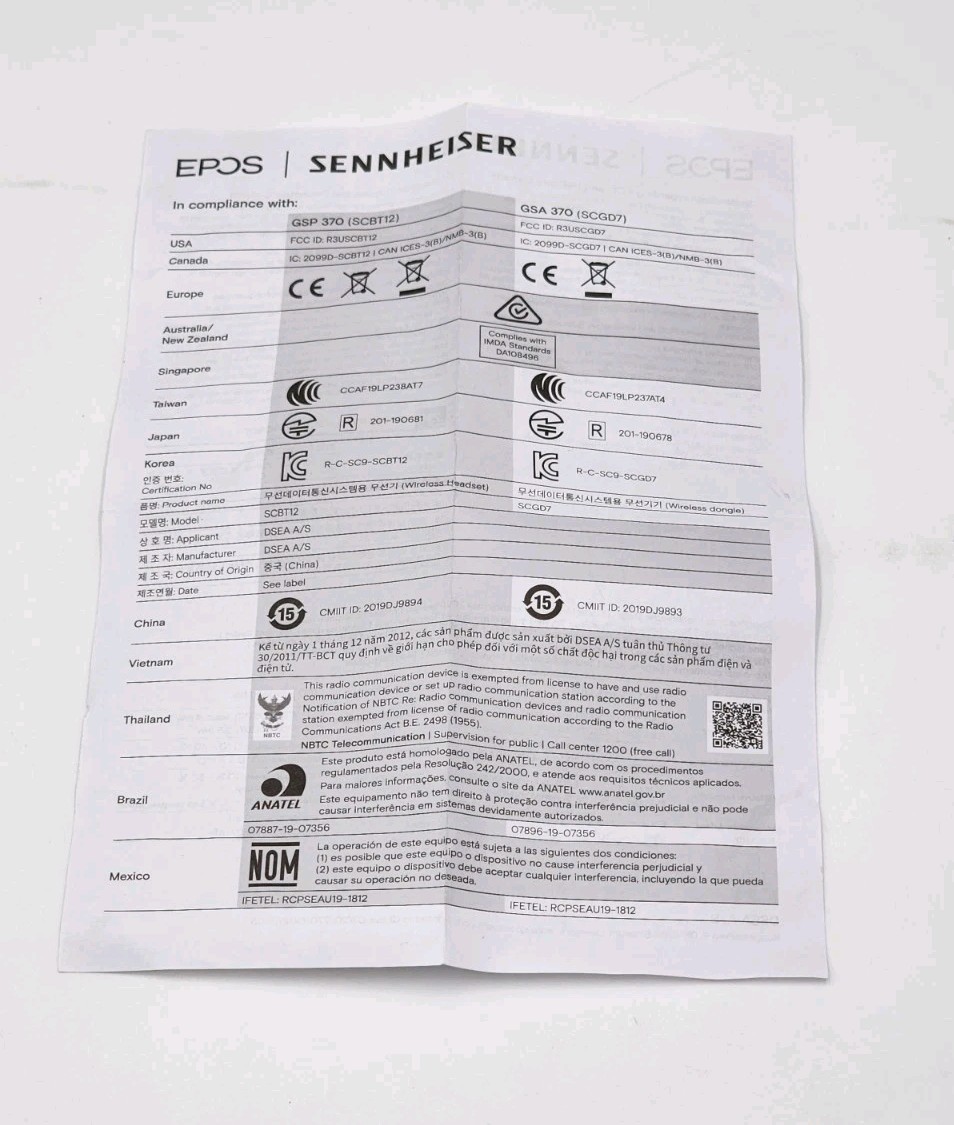 Sennheiser EPOS GSP 370 Wireless Gaming Headset Complete W/Box – Free Shipping