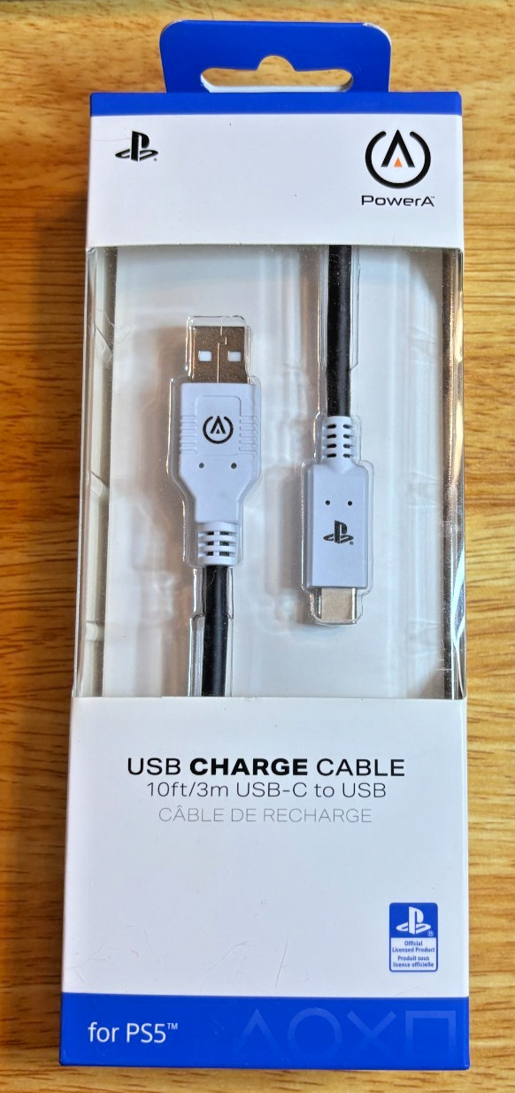 Sealed PowerA USB-A to USB-C Charge Cable for PS5: Controller Charger Accessory