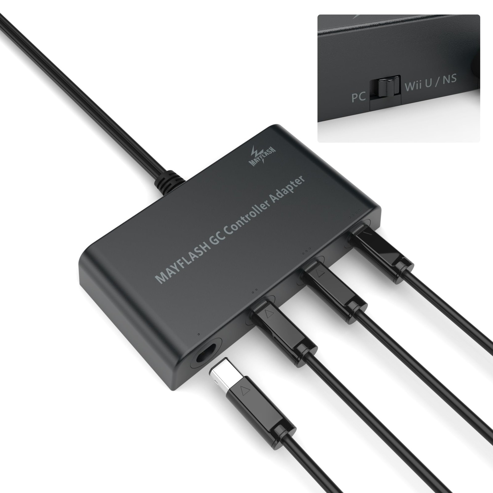 MAYFLASH Gamecube Controller Adapter for Wii U, PC Windows and 1 Pack, Black