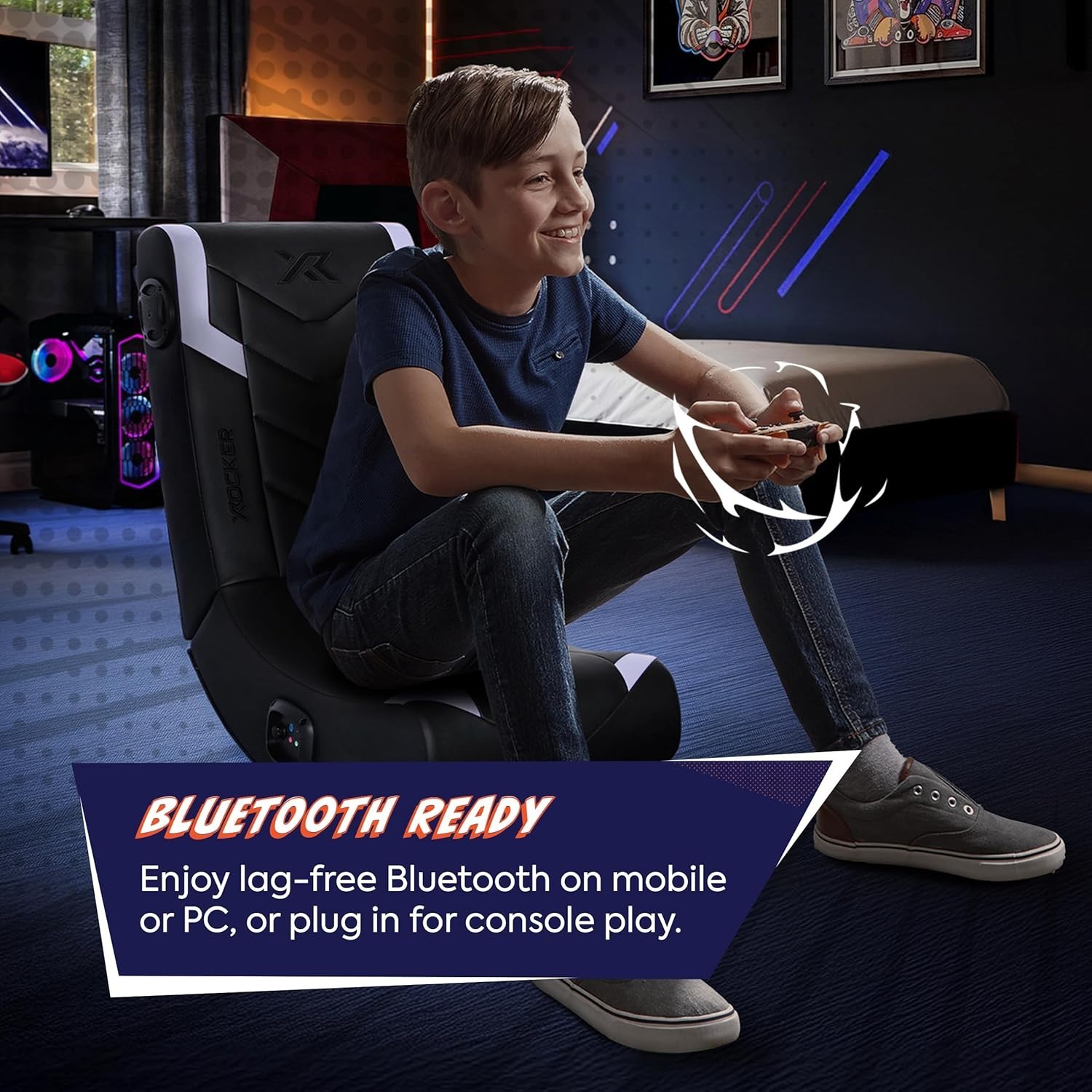 X Rocker Eclipse Video Gaming Chair Foldable Bluetooth w/ Built-In Speakers