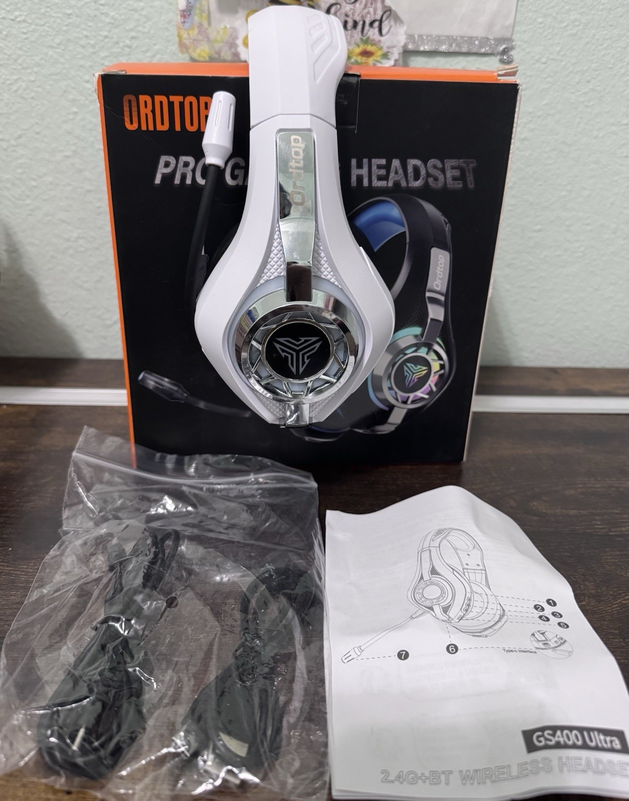 ORDTOP GS400 Ultra Wireless/Wired Gaming Headset, Surround Sound, Noise Cancel