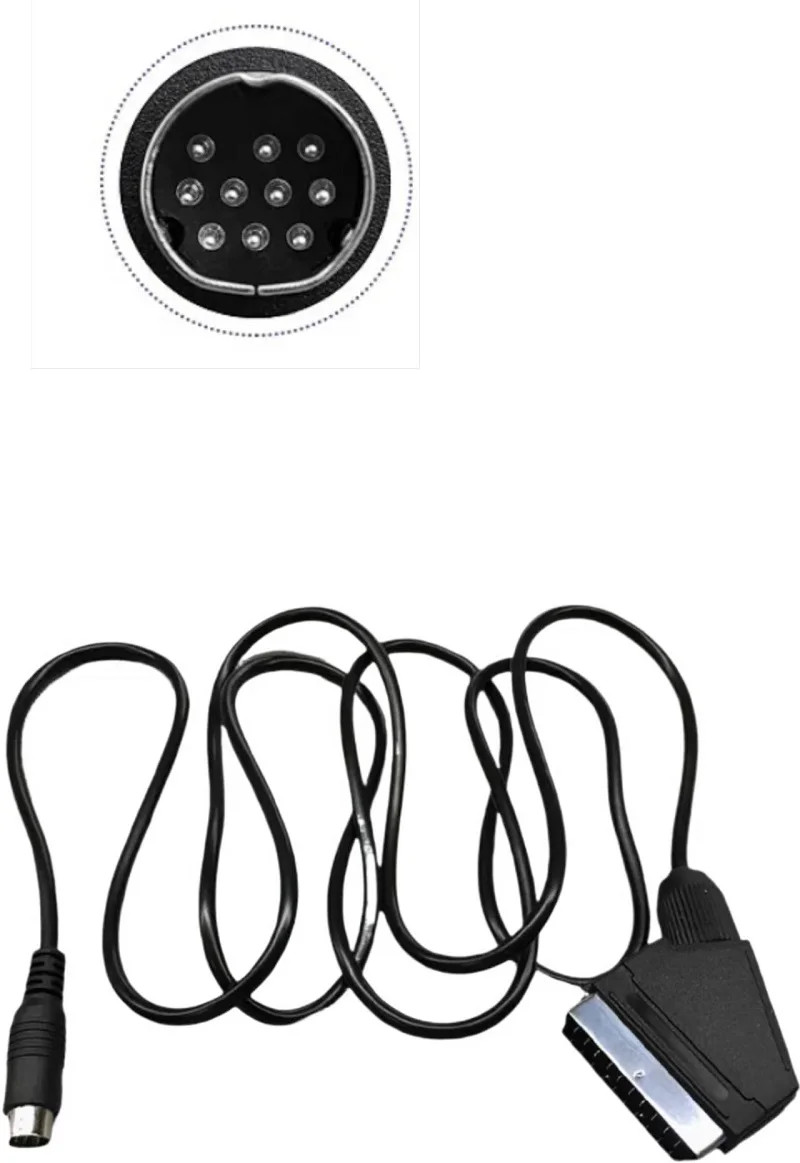 RGB SCART Round 10‑Pin Cable for Sega Saturn SS MD1 MD2 Genesis NTSC PAL 6ft