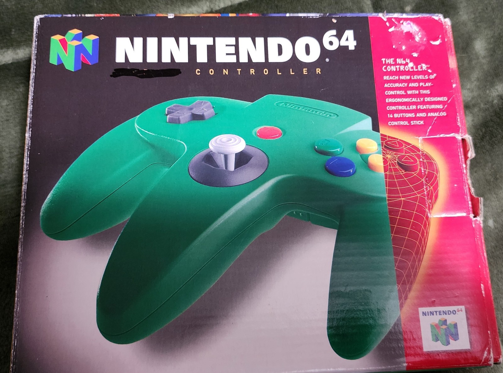 Nintendo N64 Controller Green Transparent Wired 6ft Ergonomic w/ Box
