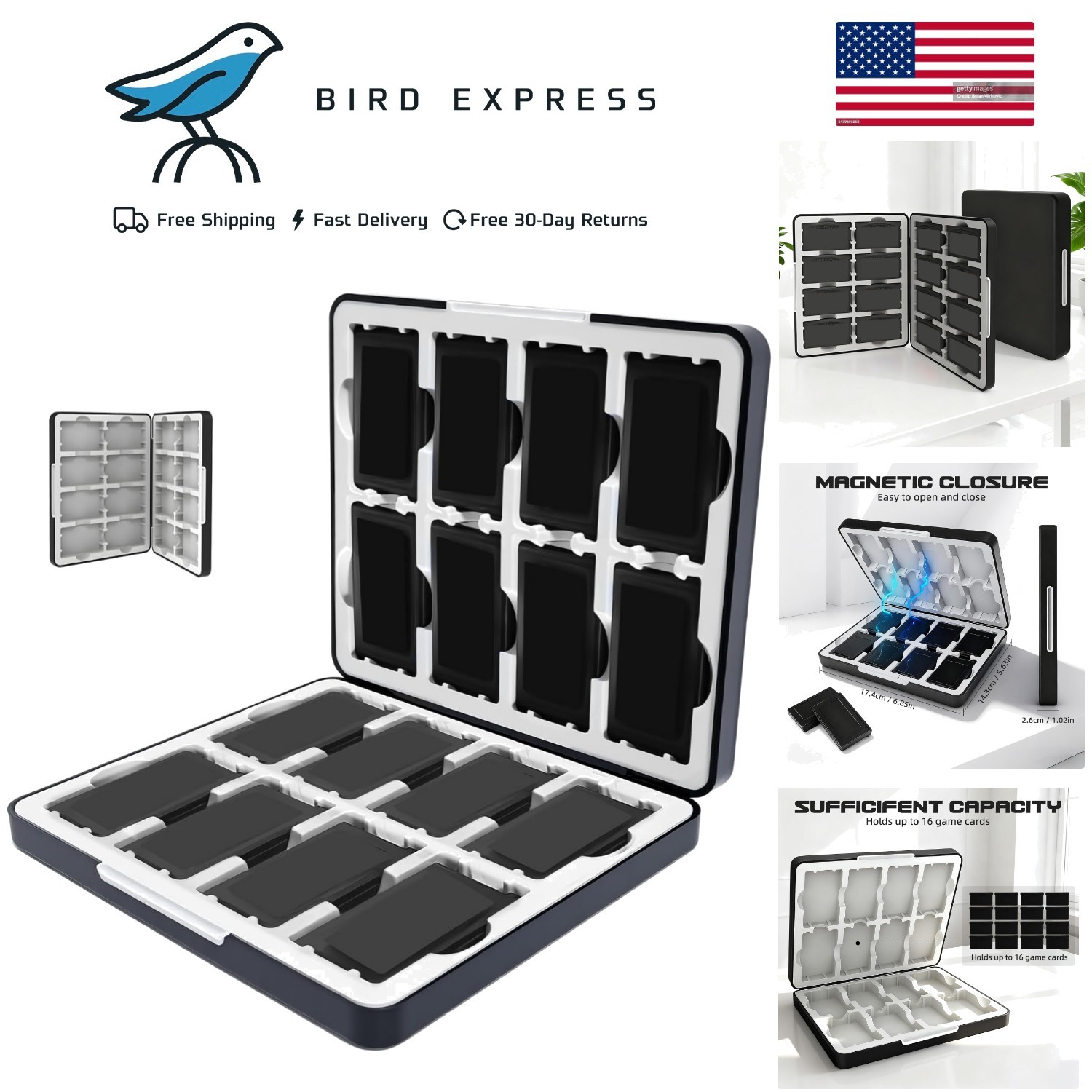 Magnetic Game Case for Gameboy Advance Holds 16 Cartridges Protective Storage