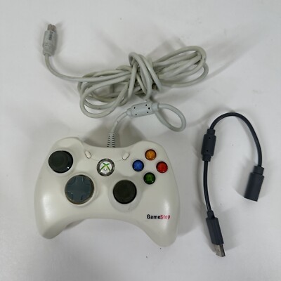 GameStop Wired Xbox 360 Controller BB-070 white Tested New Breakaway Cable