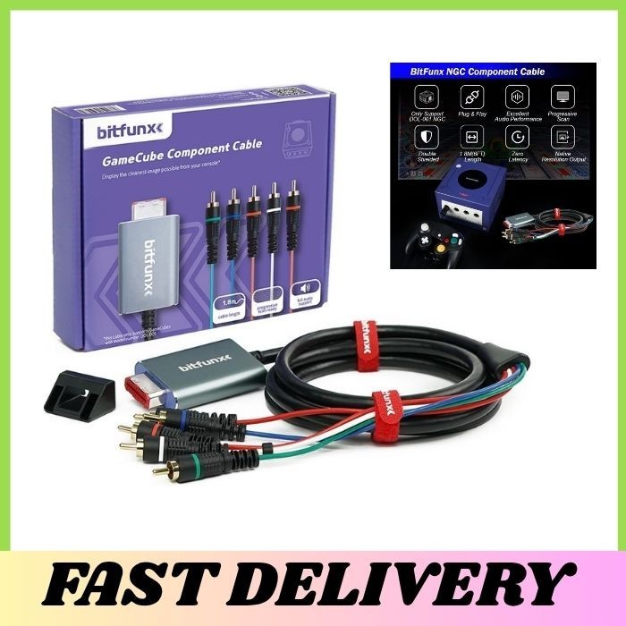 BITFUNX NGC Component Cable Adapter for GameCube DOL-001 5RCA No Lag