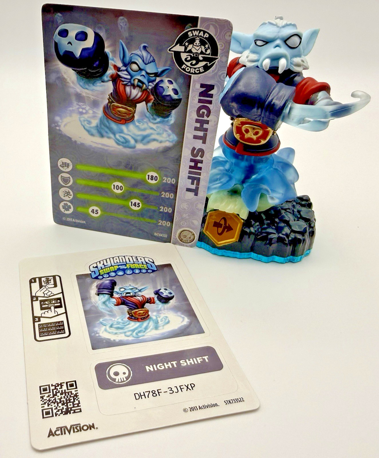 Skylanders Swap Force NIGHT SHIFT Undead Blue Base 2013 w/ card code sticker