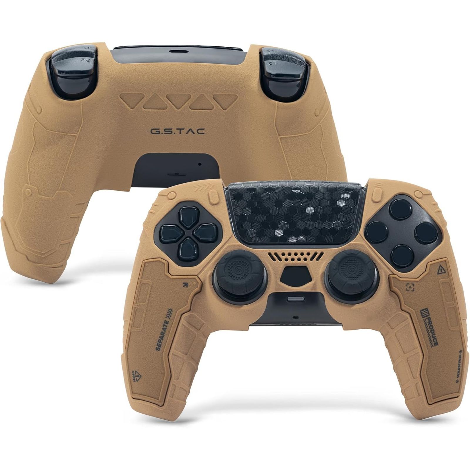 GeekShare G.S.TAC Tactical PS5 Controller Skin Case+Thumb Grips+Sticker Yellow