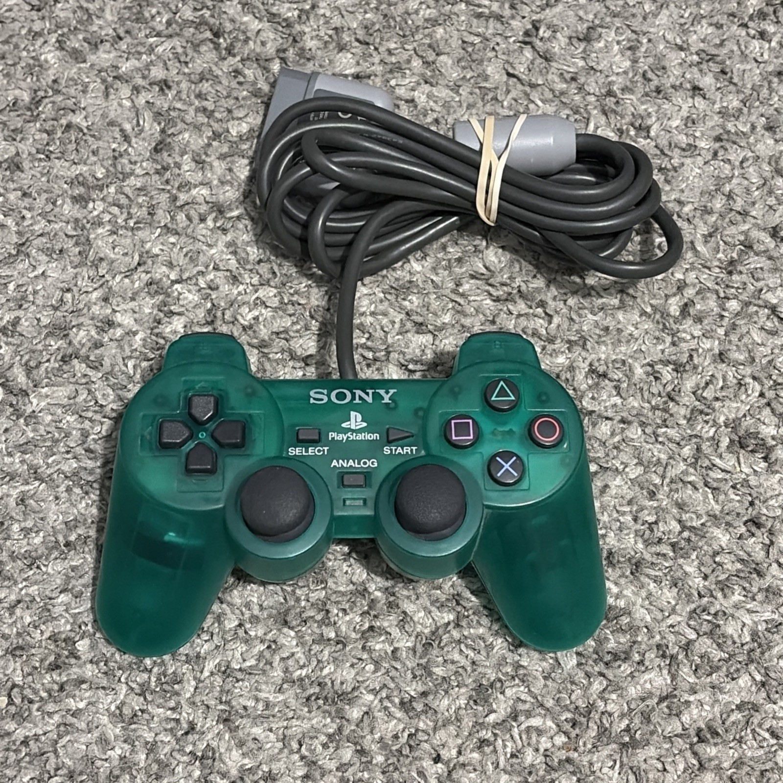 Sony PlayStation PS1 Controller Emerald Green, Dual Shock, SCPH-1200 UNTESTED