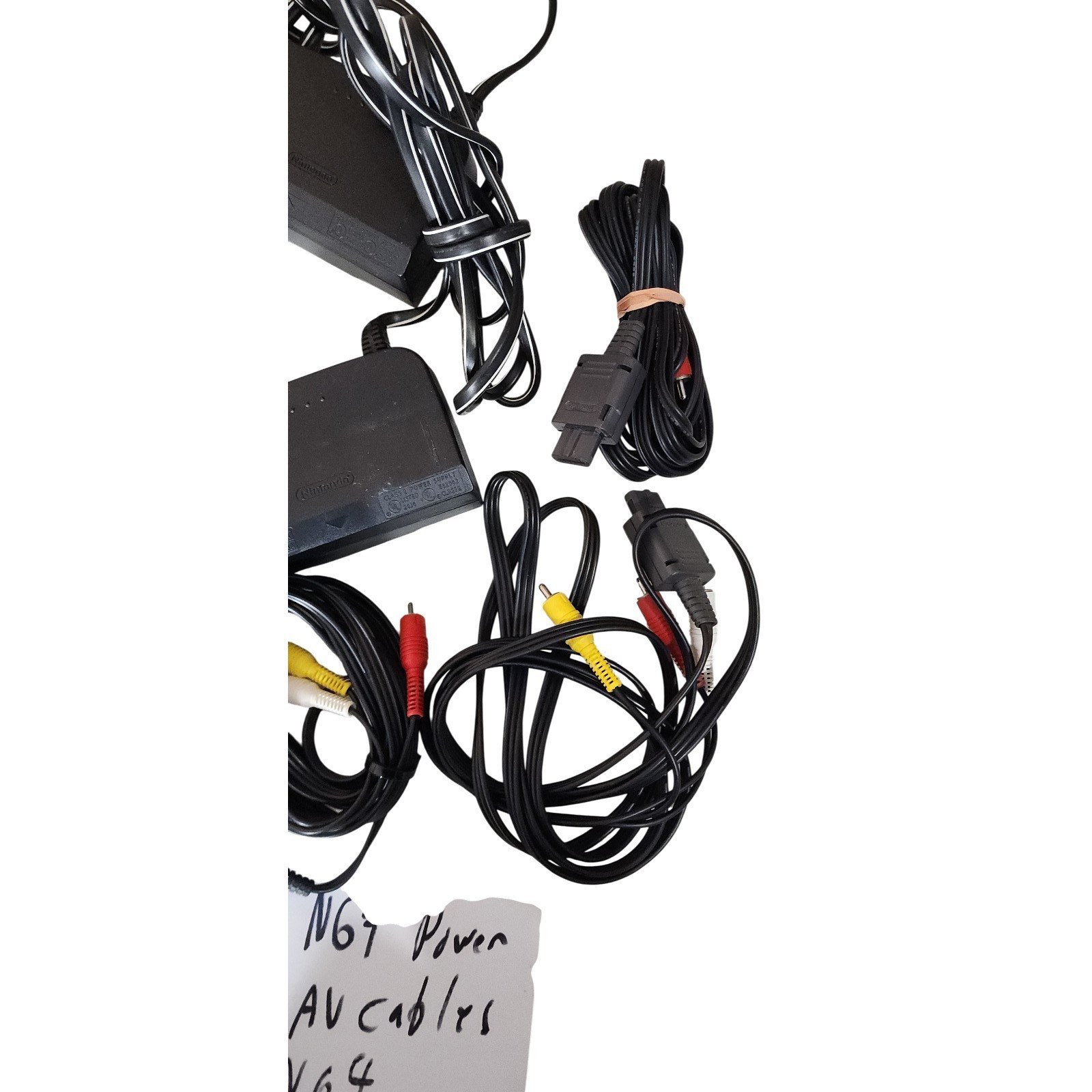 Nintendo N64 Lot 5 Power Adapter And 3 AV Cables Untested