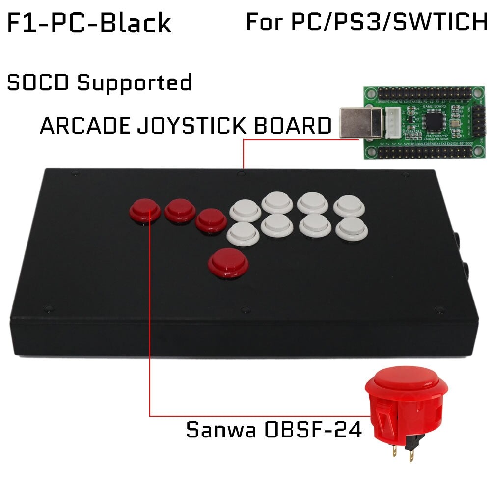 Fightbox F1 All Button Leverless Arcade Game Controller For PC/PS/Xbox/Switch