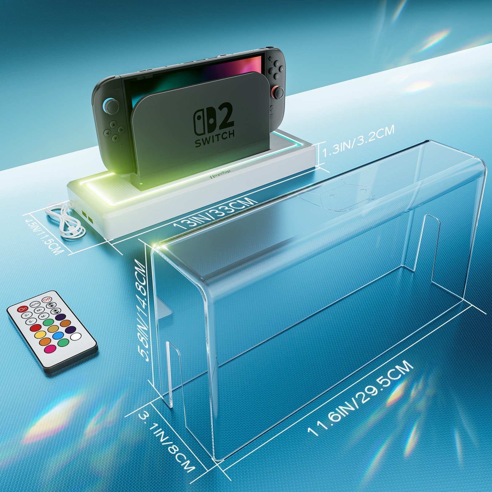 Dust Cover for Switch 2-Acrylic Display Case, Anti-Scratch Waterproof Dock Cover