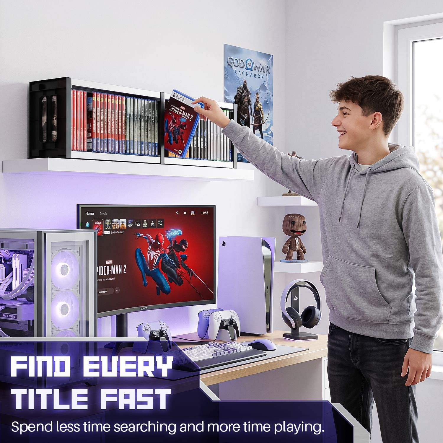 White Video Game Storage Tower for PS5, PS4, PS3, Nintendo Switch, Xbox,36 Disk