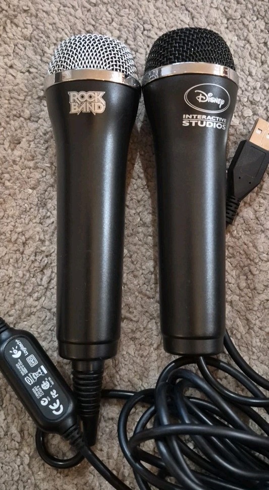 Lot of 2x Logitech Rock Band Disney Microphone USB E-UR20 Xbox PlayStation Wii