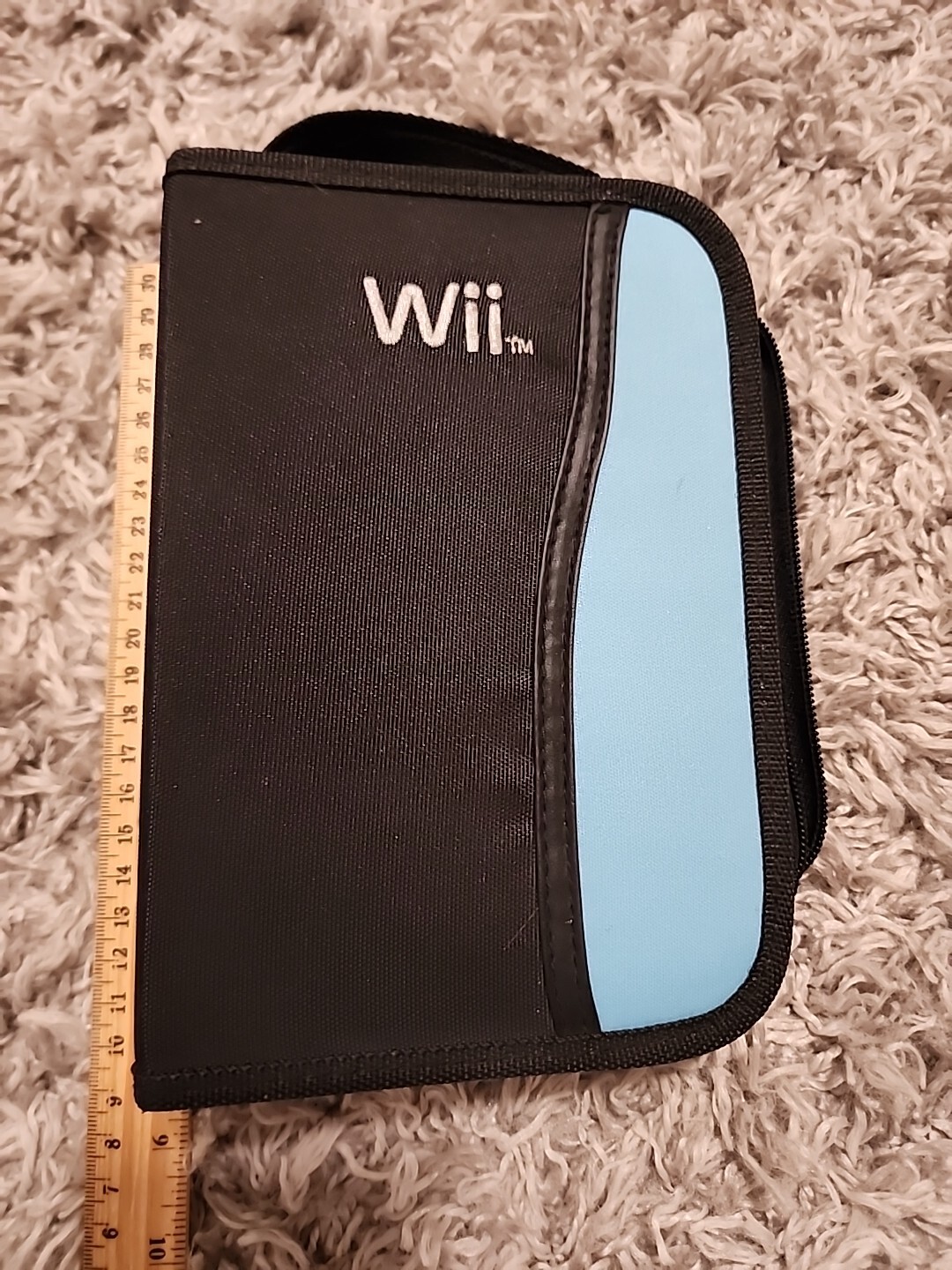 Nintendo Wii Game Storage Blue Black Zippered Travel Carry Carrying Case