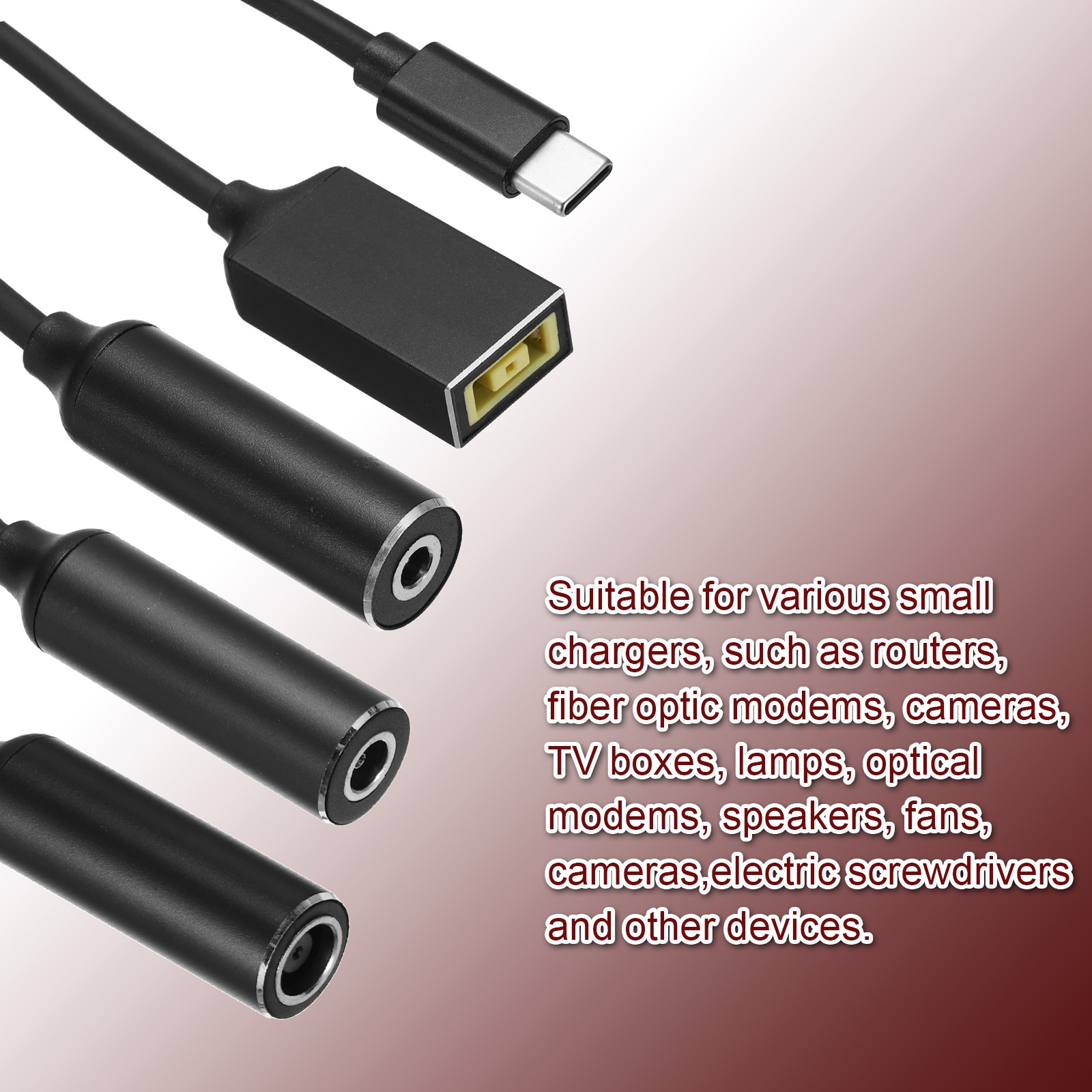 0.6FT USB C to DC PD Power Fast Charging Cable, 5.5mmx1mm 65W/5V/9V/20V(Black)