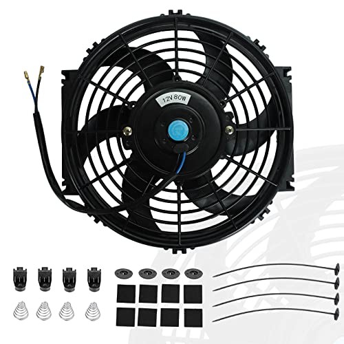 10″ inch Slim Fan Push Pull Electric Radiator Cooling Fans 12V 10 Inch Black