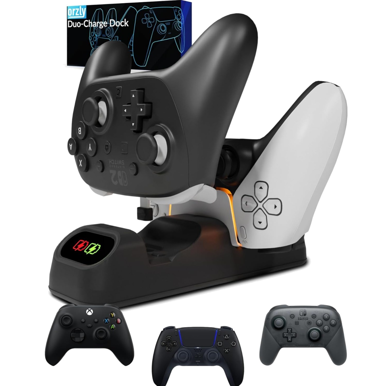 Universal USB-C Controller Charging Dock – Jet Black Duo Charger with Protection