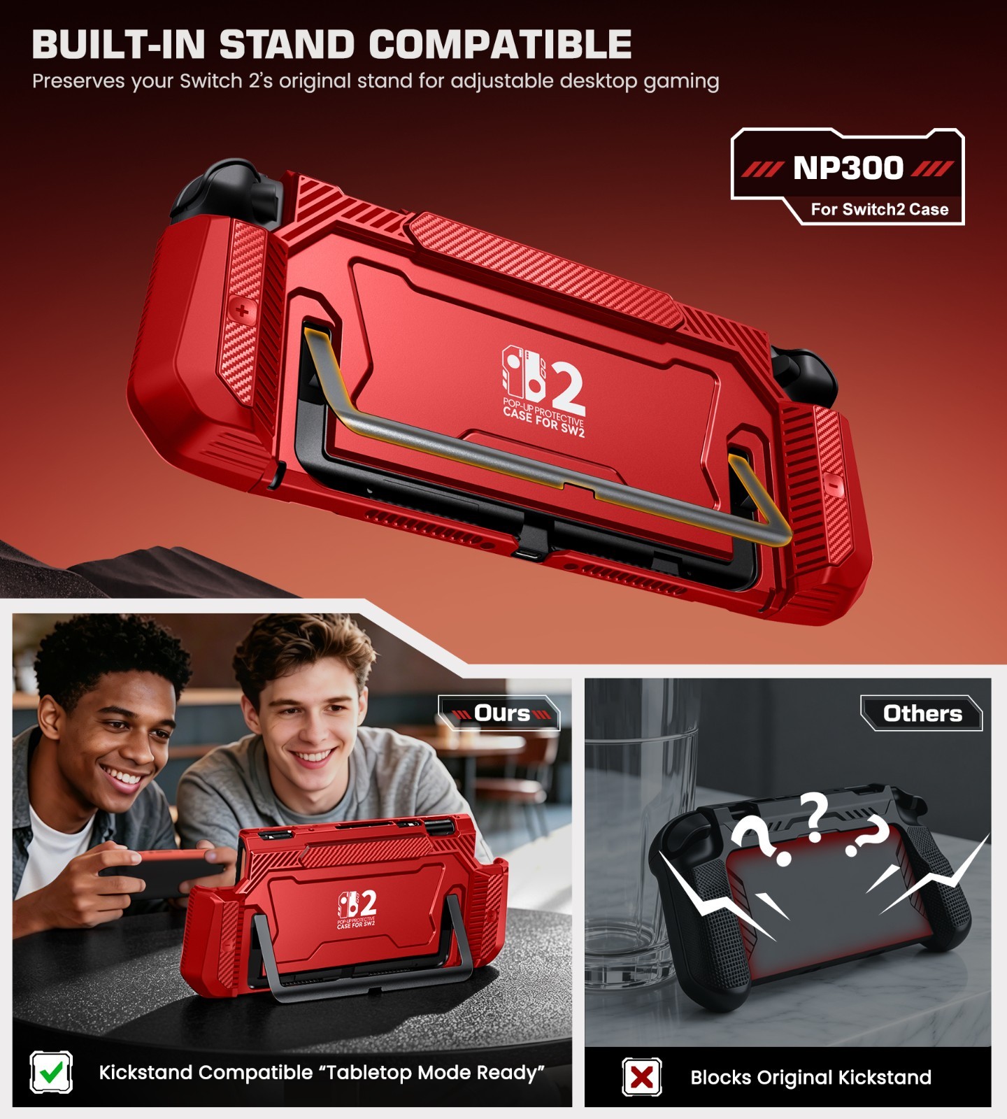 Switch 2 Protective Case with Ergonomic Grip,Hard PC Shell for Switch 2 Joy-con